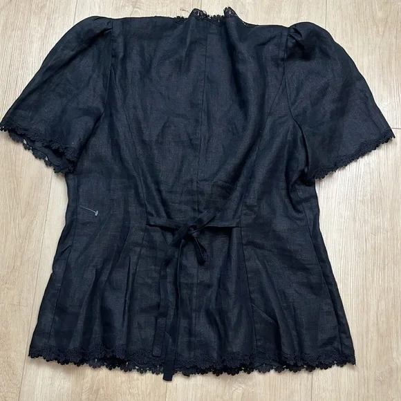 Reformation Elegant Black Lace-Trim Blouse - Picture 6 of 8